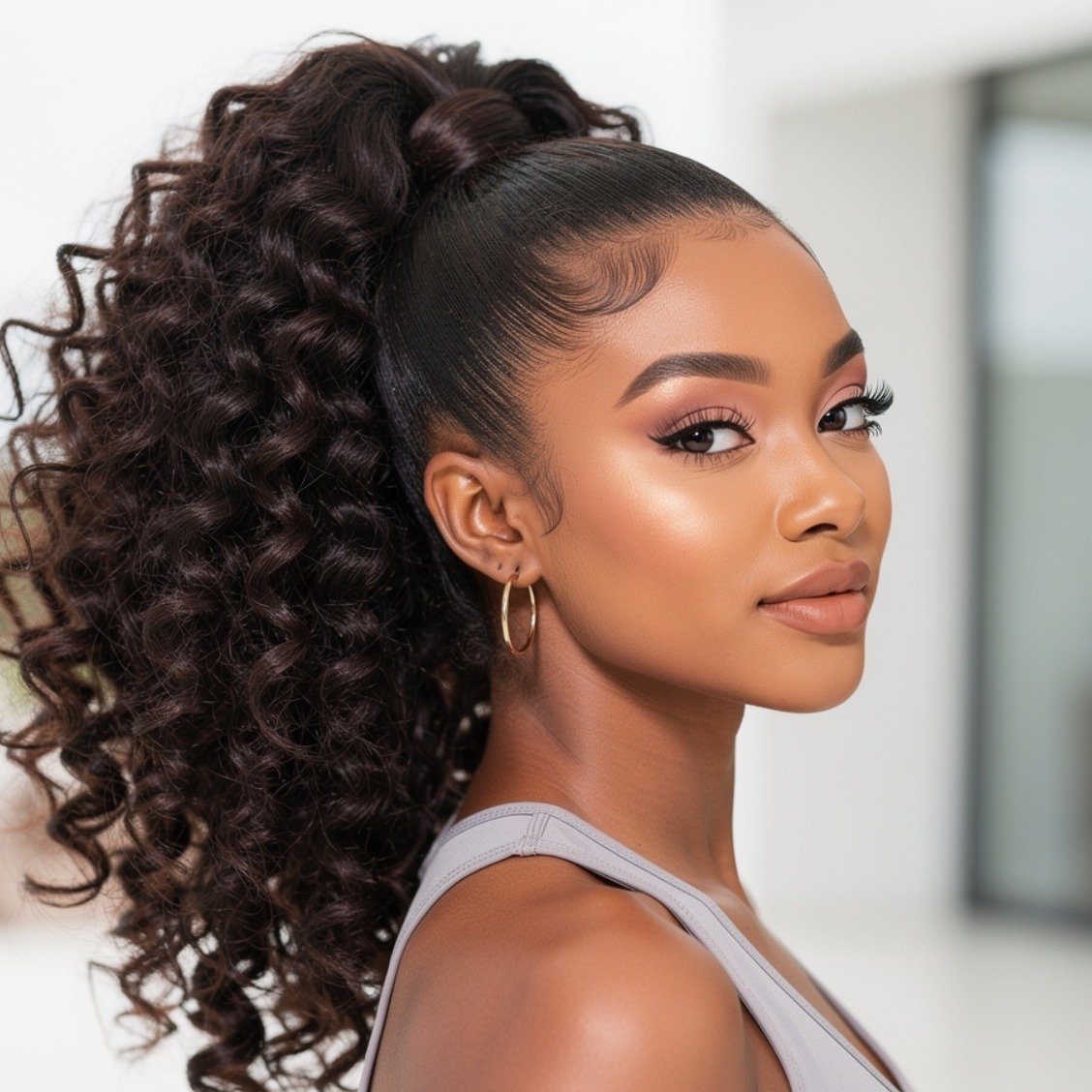 15 Trending Simple Curly Hairstyles That Are Easy and Beautiful 2 Curly High Ponytail