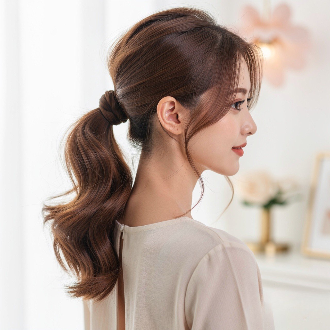 Curly Low Ponytail Easy Hairstyle
