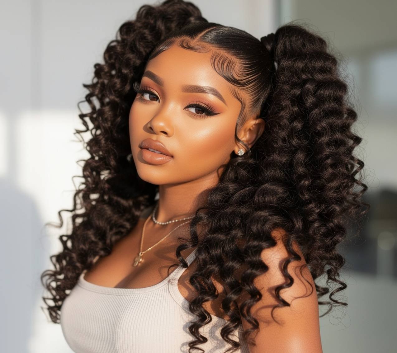 Curly Pigtails Cute Quick Weave Hairstyles for Natural