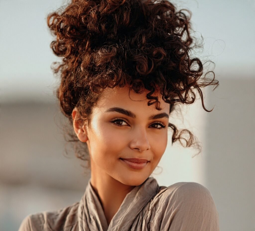 13 Trending Chic Long Curly Hairstyles for Maximum Bounce and Definition 12 Curly Pineapple Updo cropped