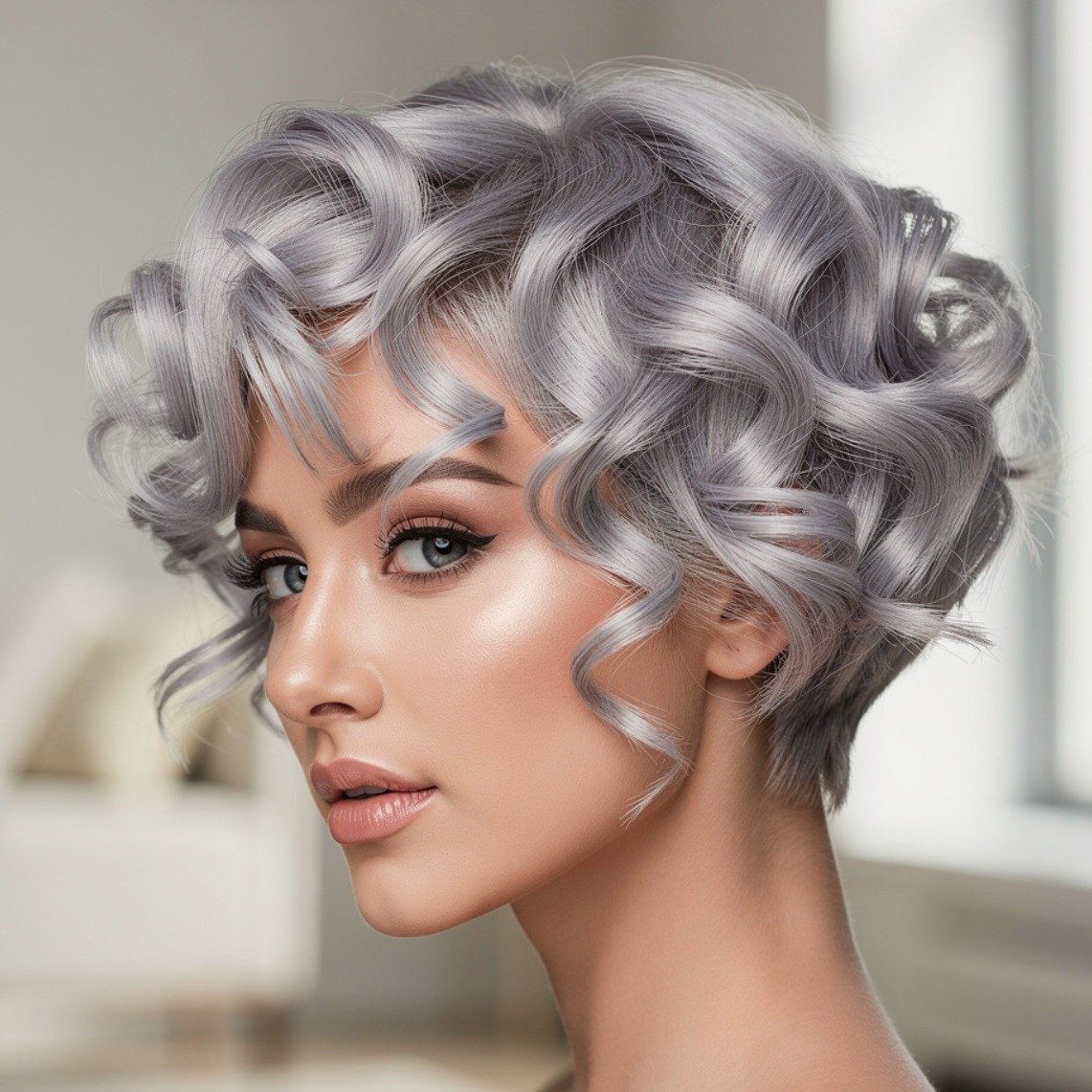 Curly Pixie for Mature Hair