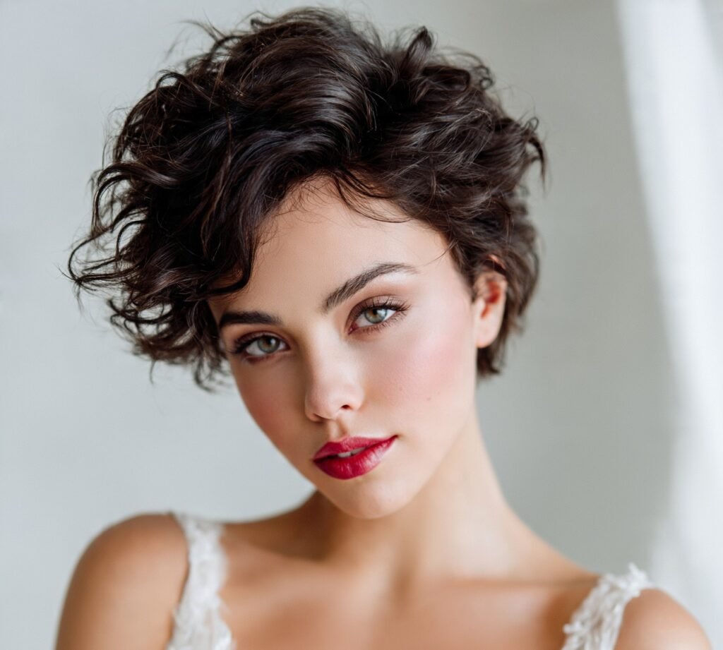 12 Trending Curly Wedding Hairstyles Every Bride Should Definitely Try 9 Curly Pixie or Short Curl Style cropped