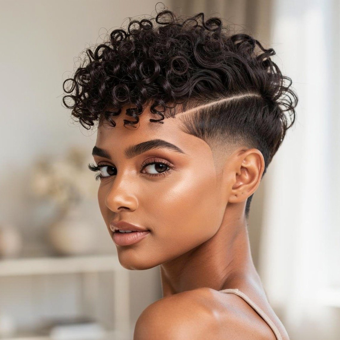 Curly Pixie with Defined Edges