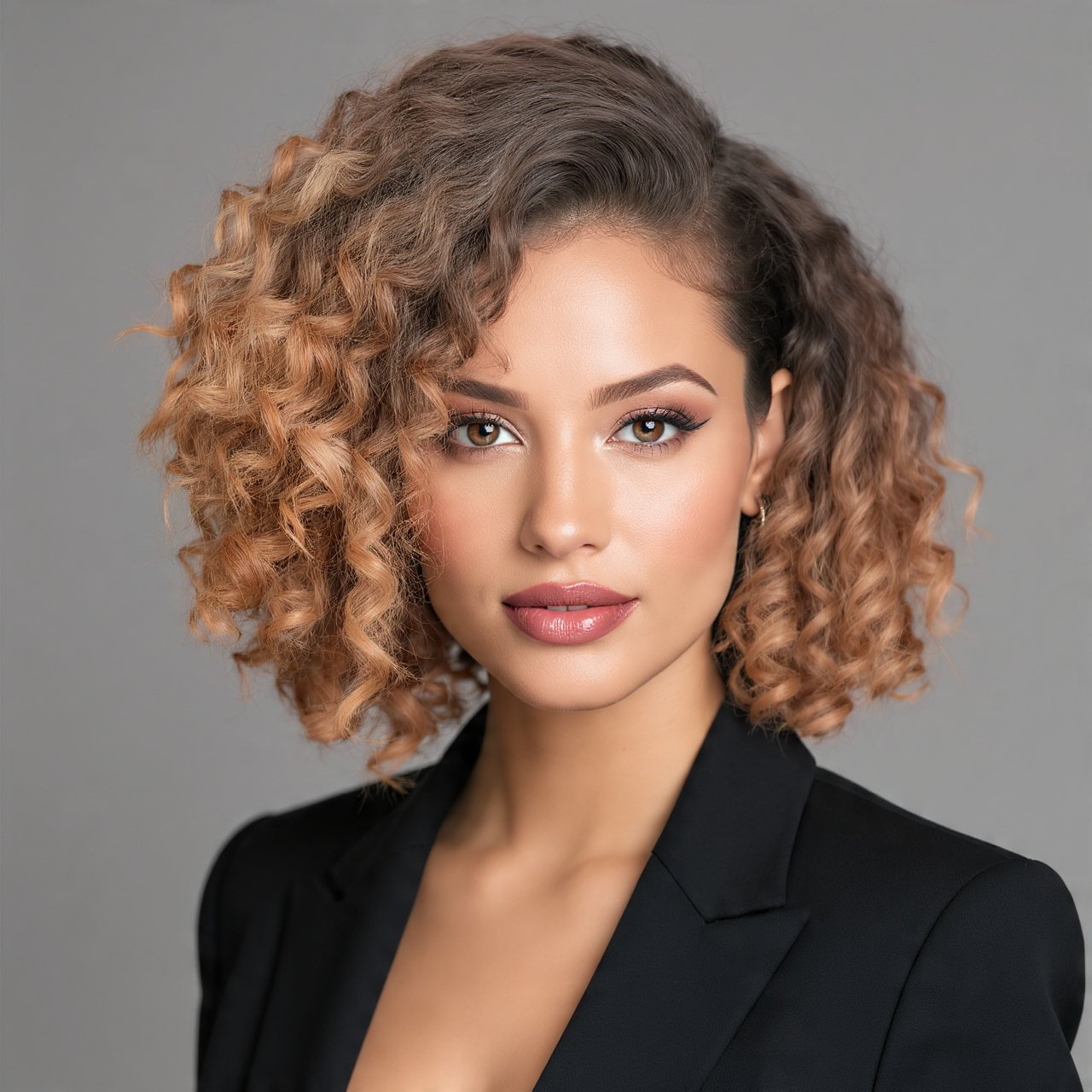 Curly Slick Back with Colored Highlights Hairstyle