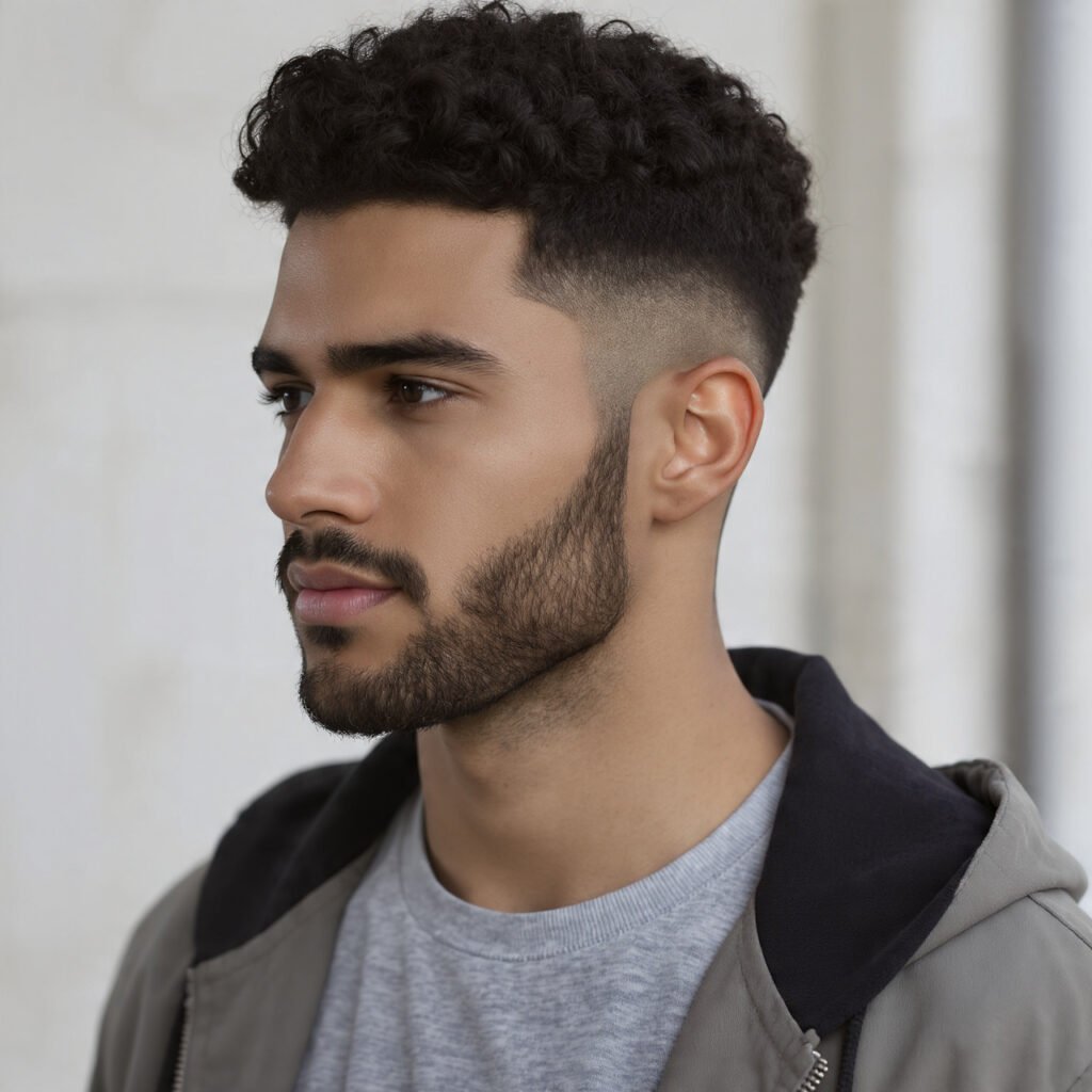 Curly Taper Fade For Men