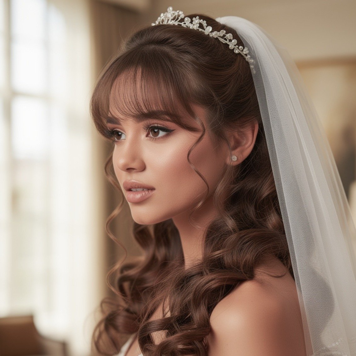15 Stunning Curly Hairstyles for Wedding Ideas for Brides and Guests 9 Curly Veil and Natural Hair Combination