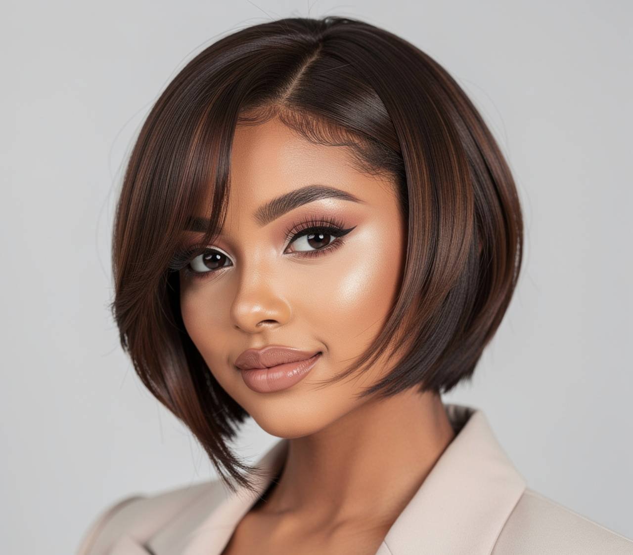 Curtain Bang Bixie Short Quick Weave Hairstyles for Heart Face