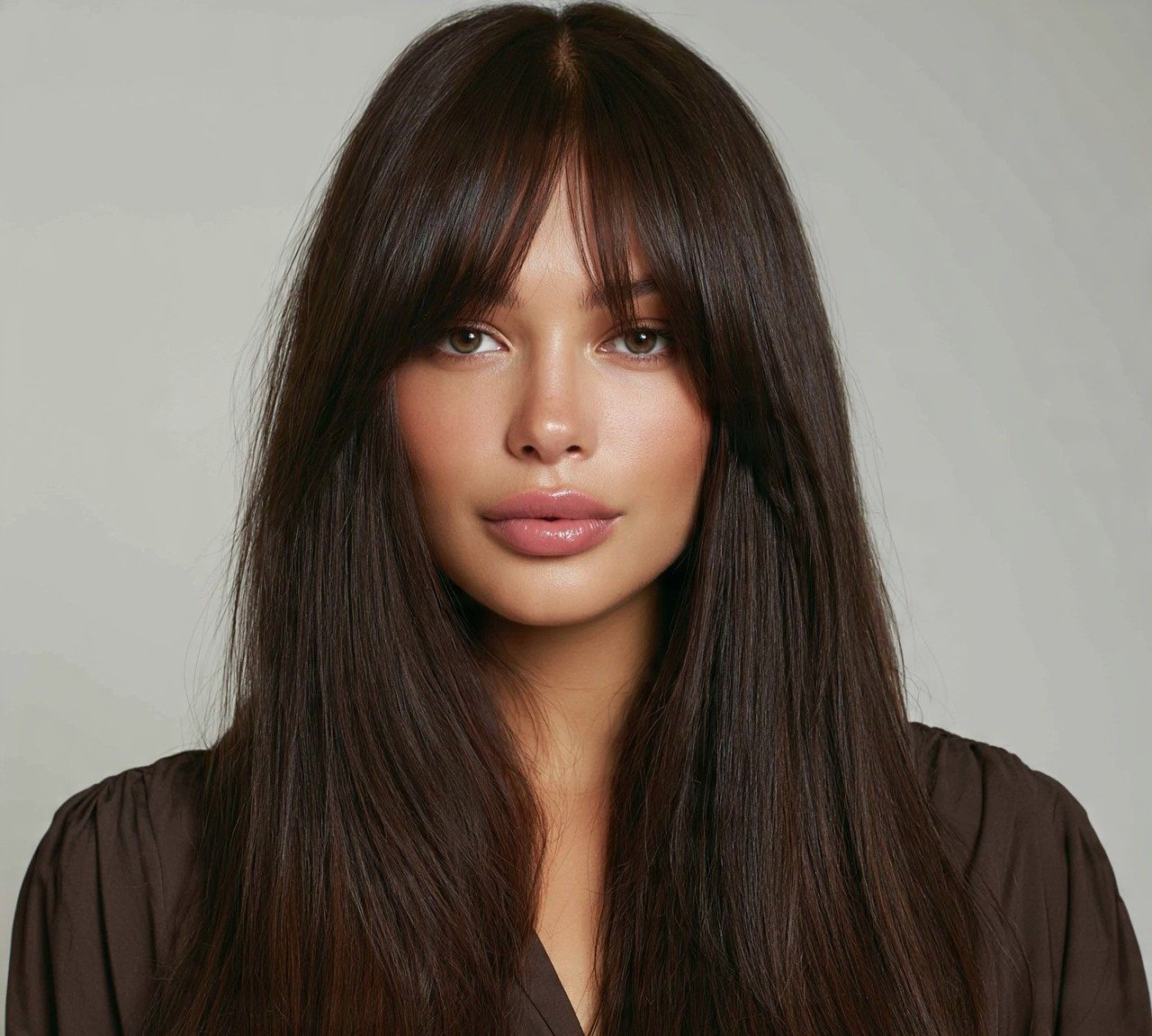 Curtain Bangs With Long Straight Hairstyle