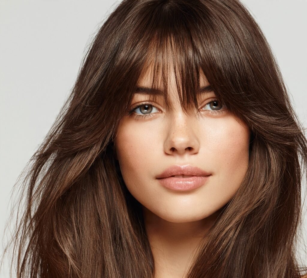 14 Long Hair Hairstyles That Are Stylish, Modern, and Easy to Wear 5 Curtain Bangs for Long Hair cropped