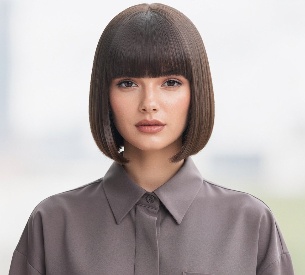 Cute Straight Hair with Blunt Micro Bangs