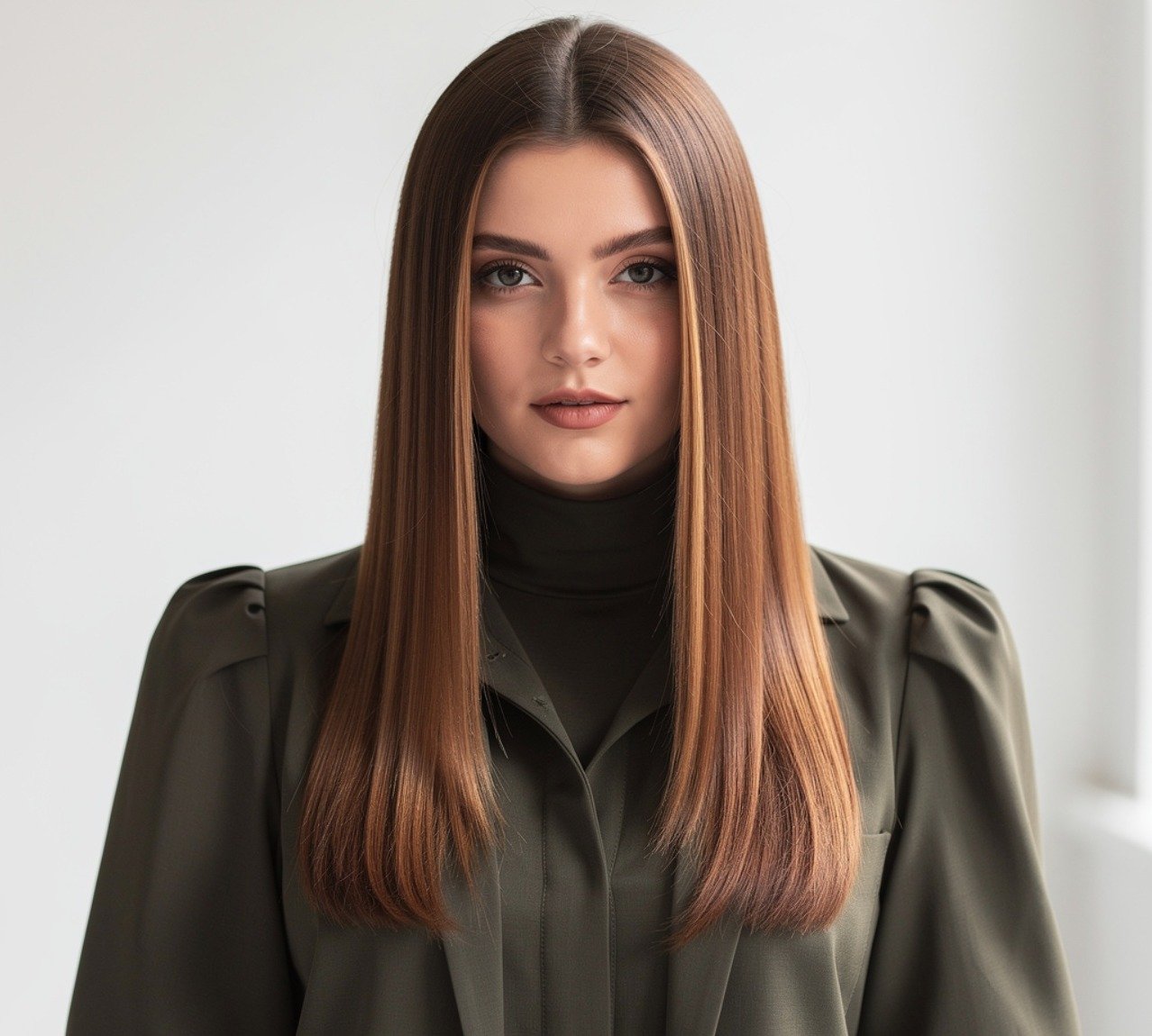 Cute Straight Hair with Cinnamon Balayage
