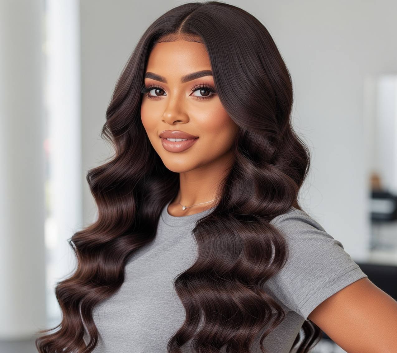 Deep wave long hair for everyday charm