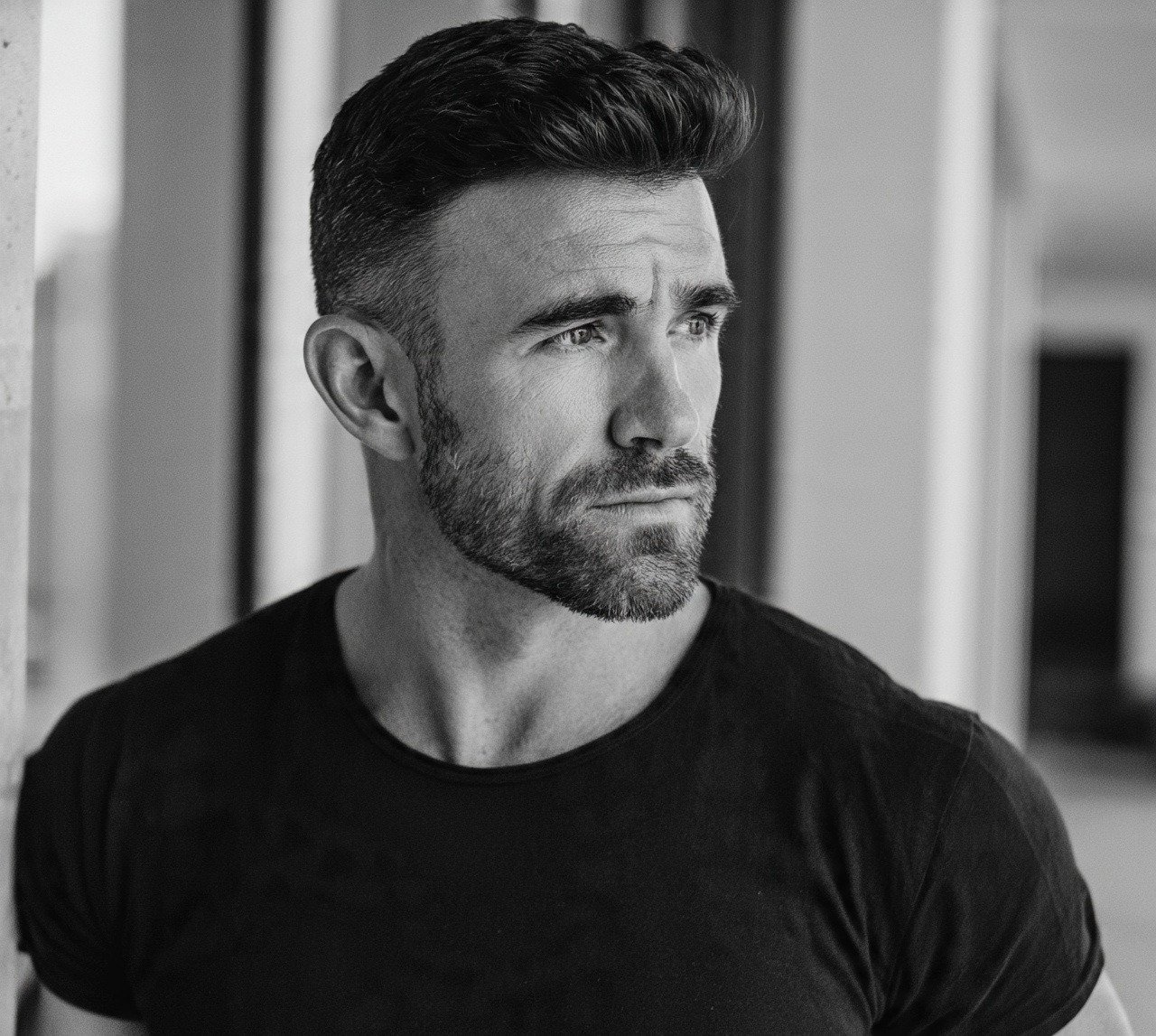 Disconnected Undercut with Beard For Men
