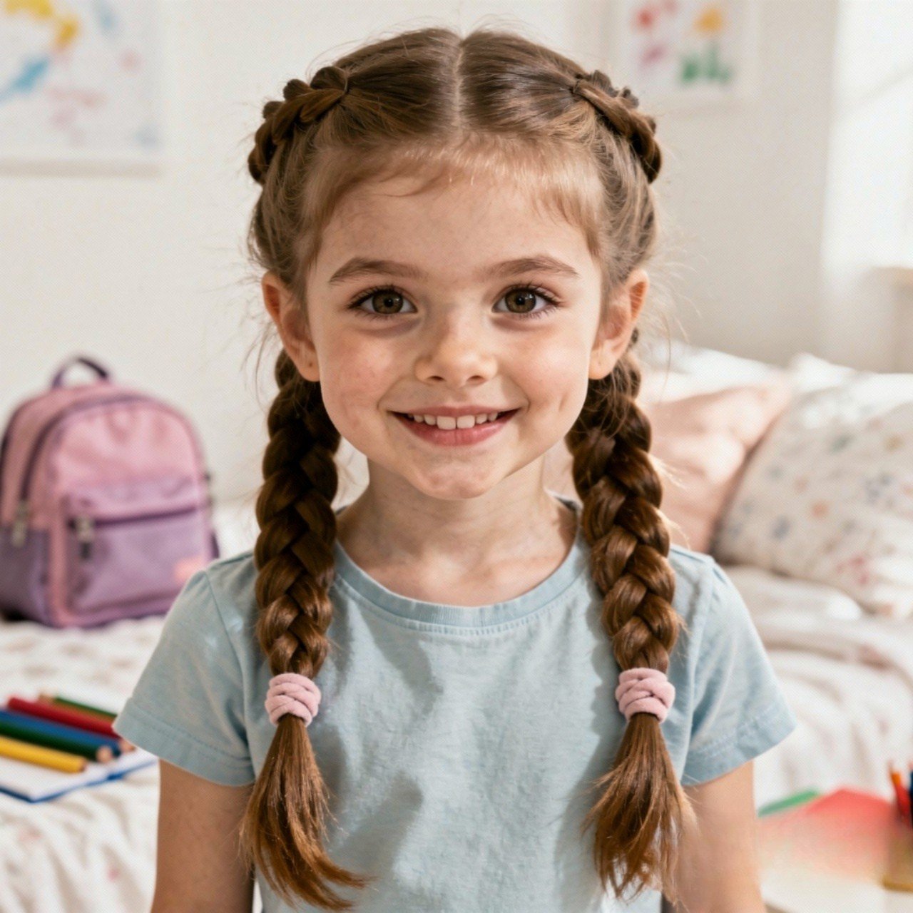 Double Braided Pigtails Cute Easy Hairstyle
