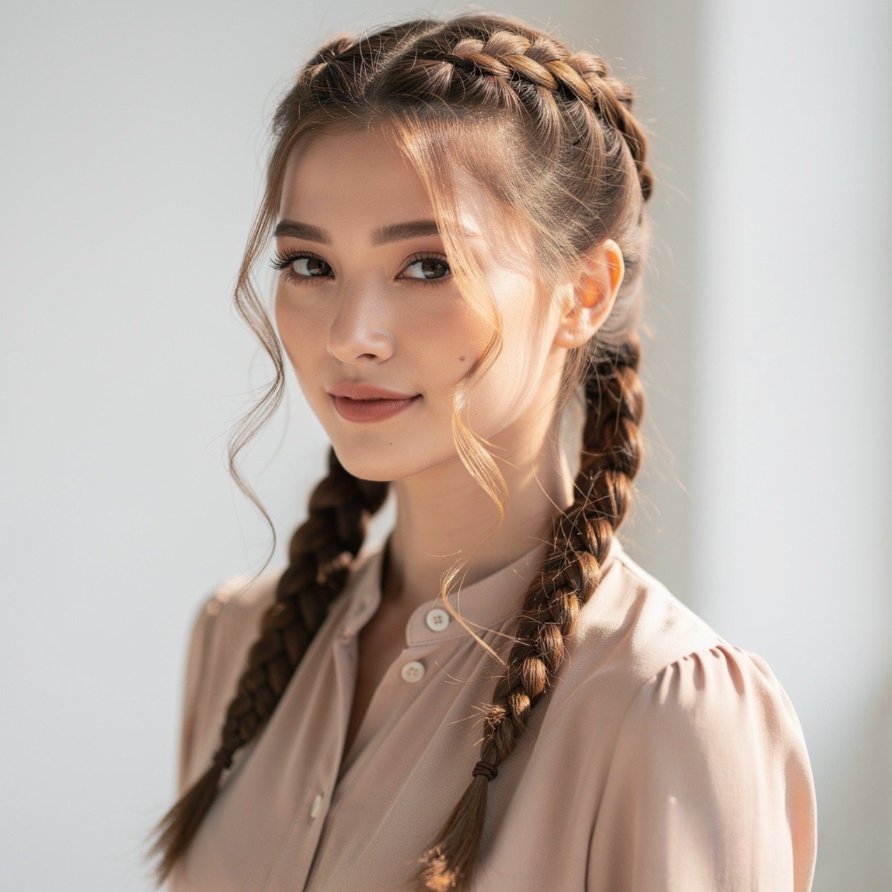 Summer Hairstyles for Medium Hair: 13 Trendy Ideas to Try that You’ll Love 6 Double Braids Summer Hairstyles for Medium Hair