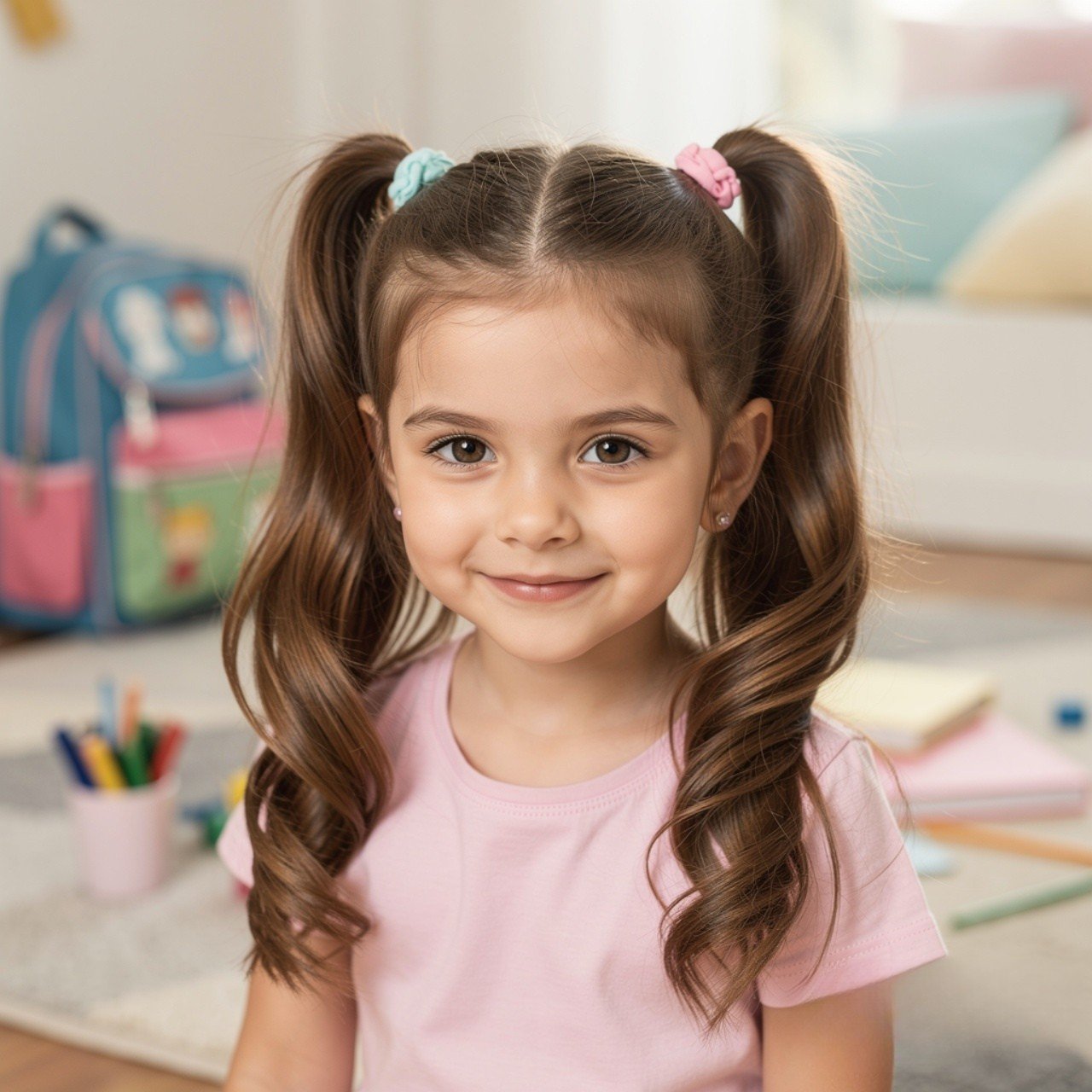 13 Trending Easy Kids Hairstyles for Cute Everyday Looks 3 Double Pigtails Easy Kids Hairstyle