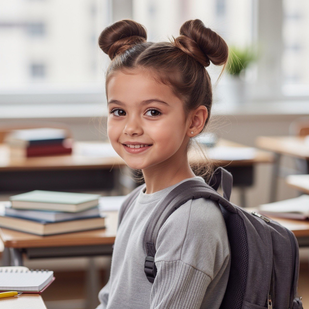 Double Space Buns Cute Easy Hairstyle