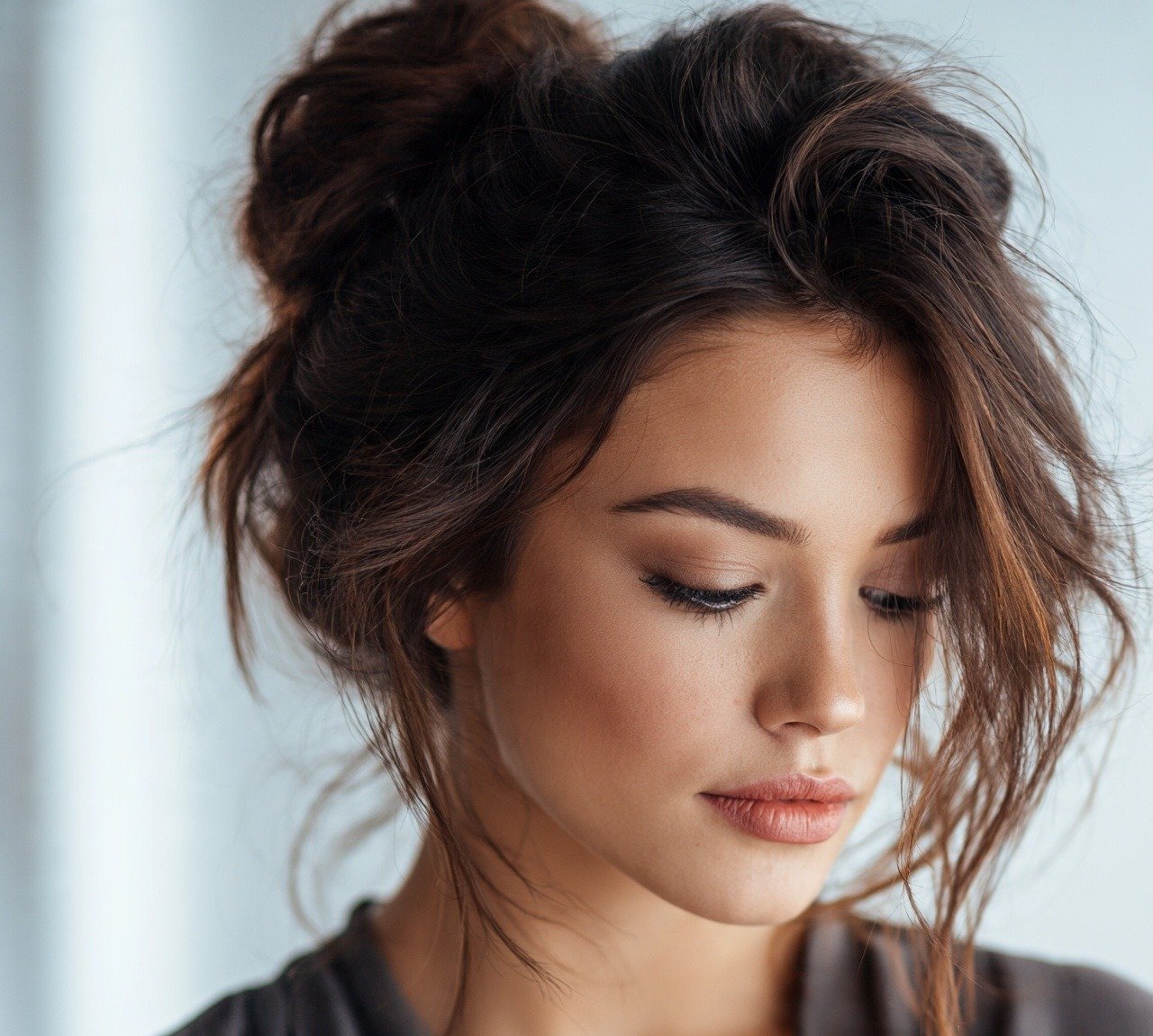 Effortless Messy Bun For Long Hair