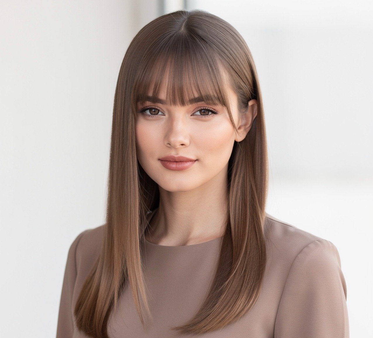Effortless Middle Part Curtain Bang Style Easy Hairstyle for Straight Hair