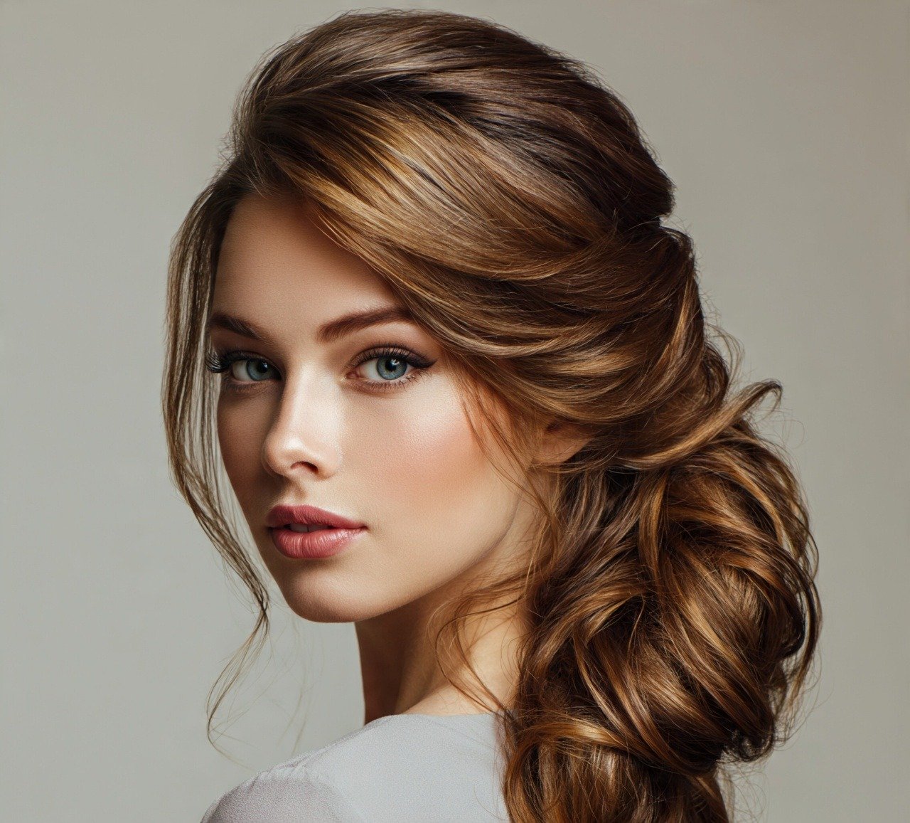 Elegant Side Swept Updo Formal Long Hair