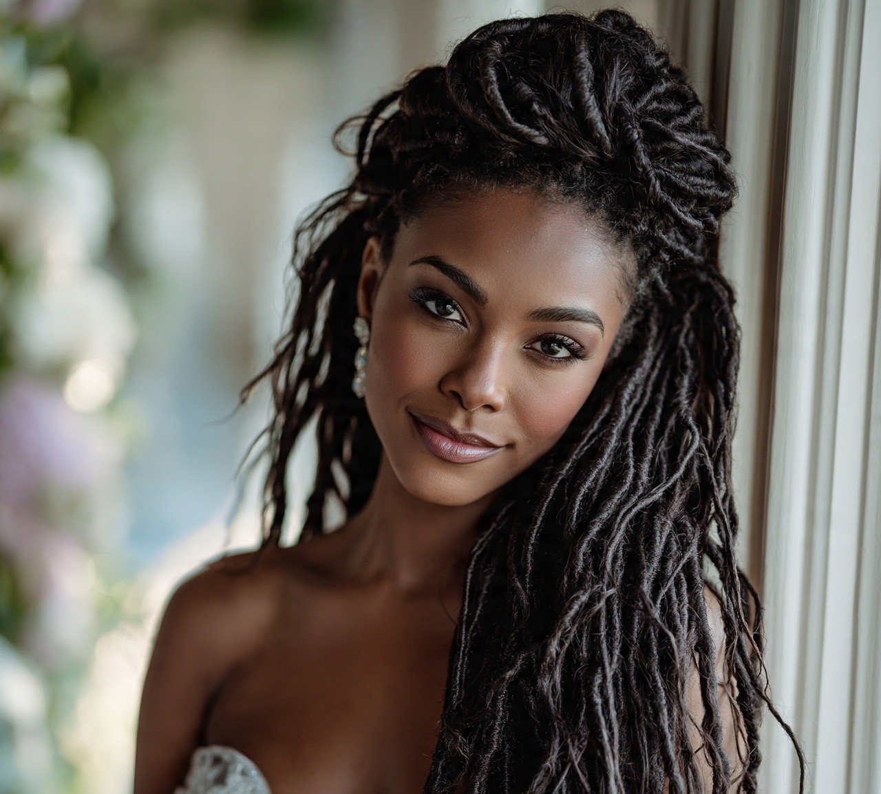 Faux Locs Half Up Style