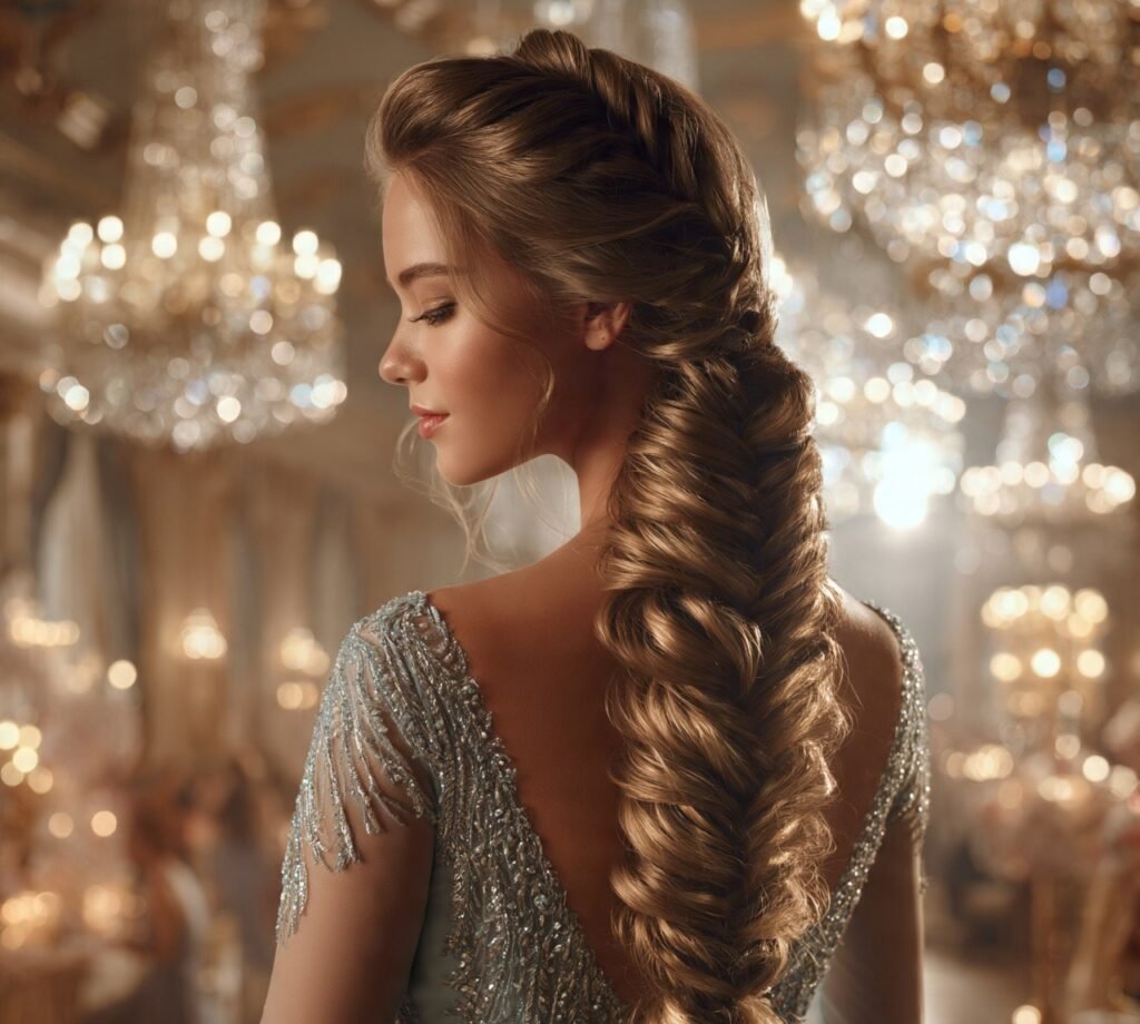 13 Stunning Prom Hairstyles for Long Hair Every Girl Will Love 10 Fishtail Braid Ponytail cropped