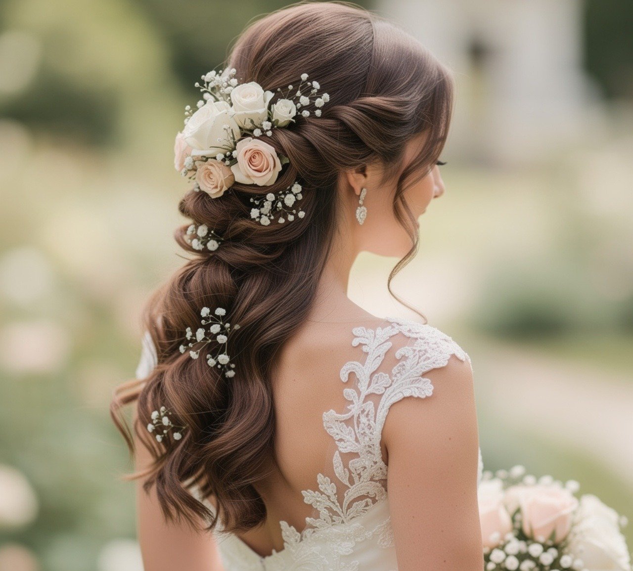 Floral Wedding Hairstyles for Long Hair Inspiration