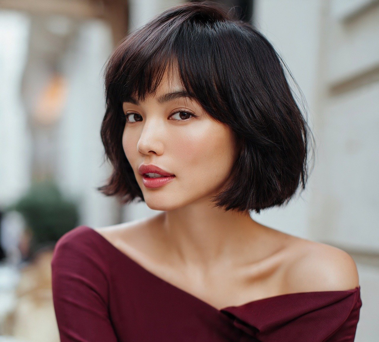 French Bob Cut For Oval Face