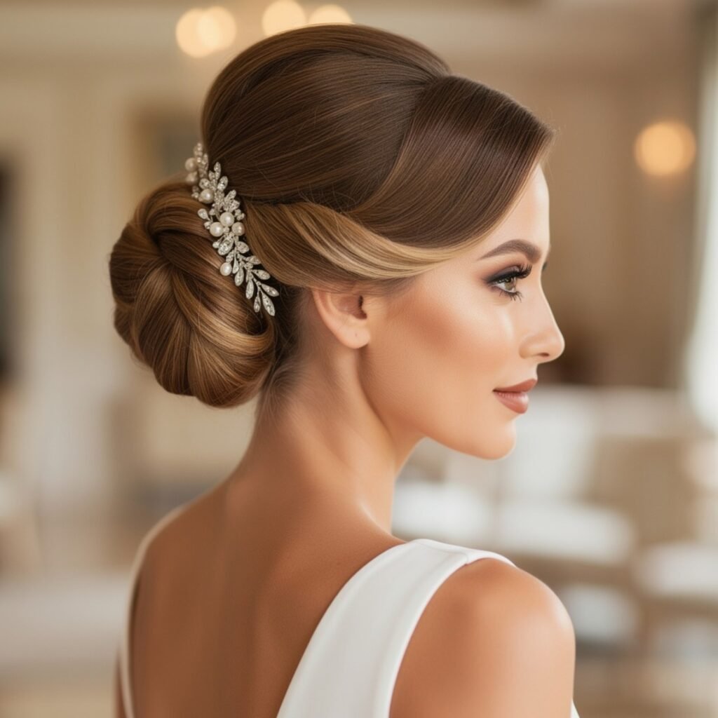 15 Trending Simple Hairstyles for Wedding for Brides, Bridesmaids, and Guests 11 French Twist 1