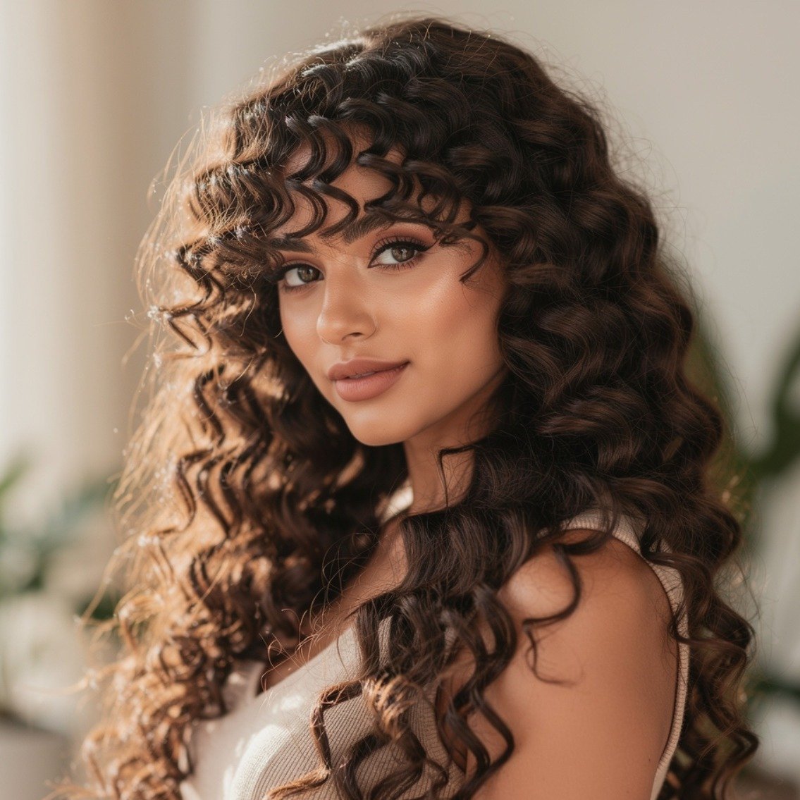15 Trending Ideas Curly Hairstyles With Bangs That Actually Flatter Every Curl Type 2 Full Curly Fringe on Long Hair