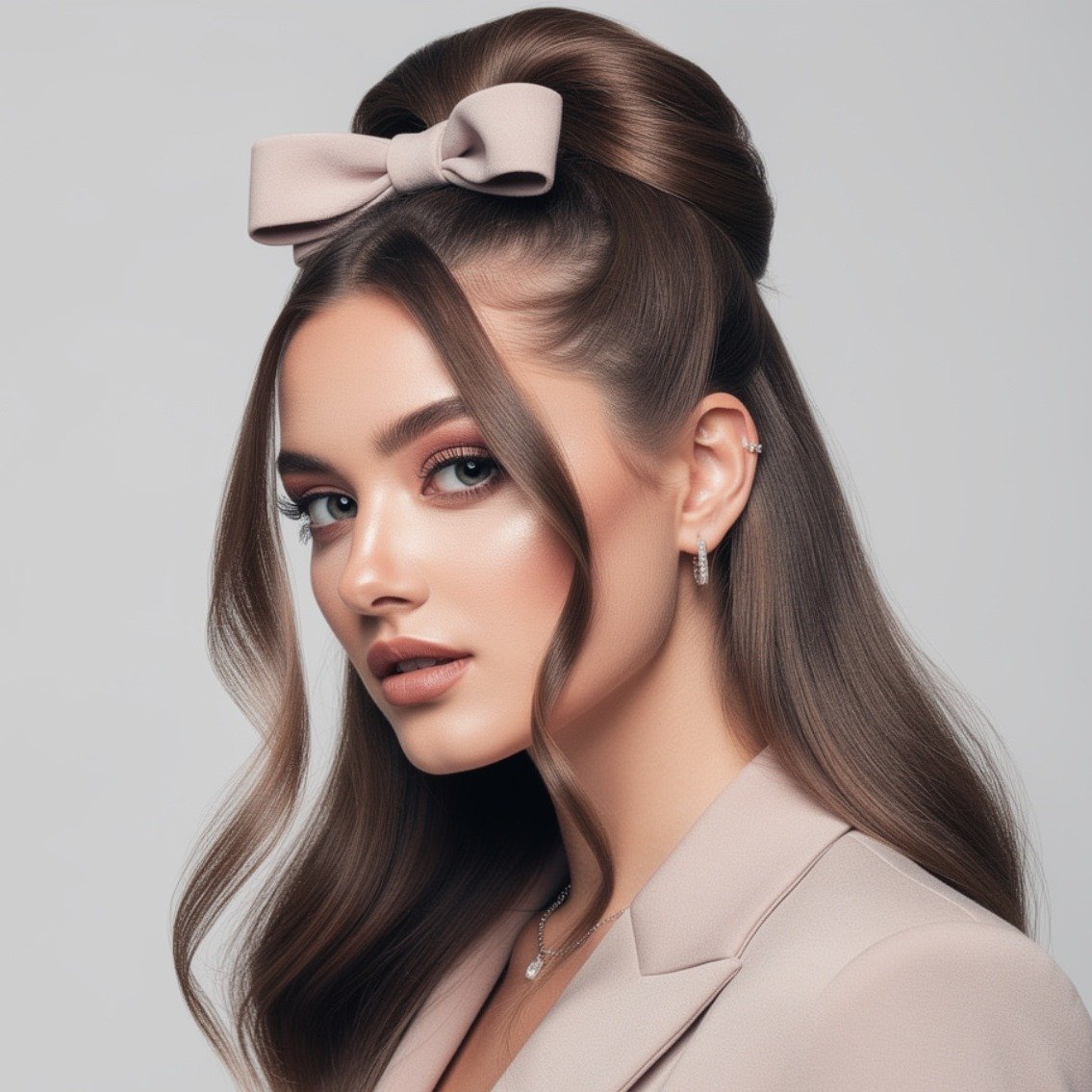 15 Trending Simple Half Up Half Down Hairstyles That Are Elegant and Easy to Style 9 Half Up Bow Hairstyle