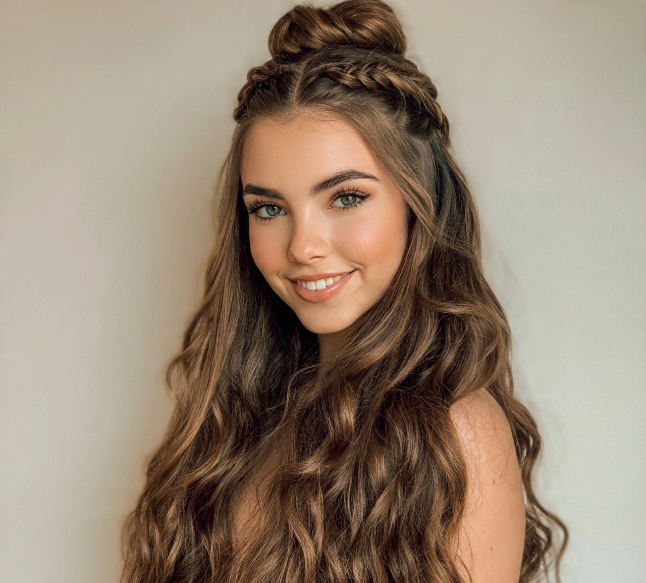 13 Trendy Prom Hairstyles For Long Hair to Make a Statement 9 Half Up Braided Top Knot Prom Hairstyles For Long Hair