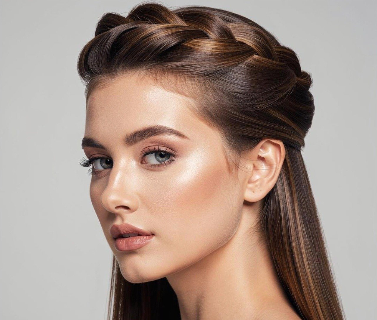 14 Trending Straight Hairstyles for Wedding Guests, Brides, and Bridesmaids 6 Half Up Bridal Twist with Straight Lengths