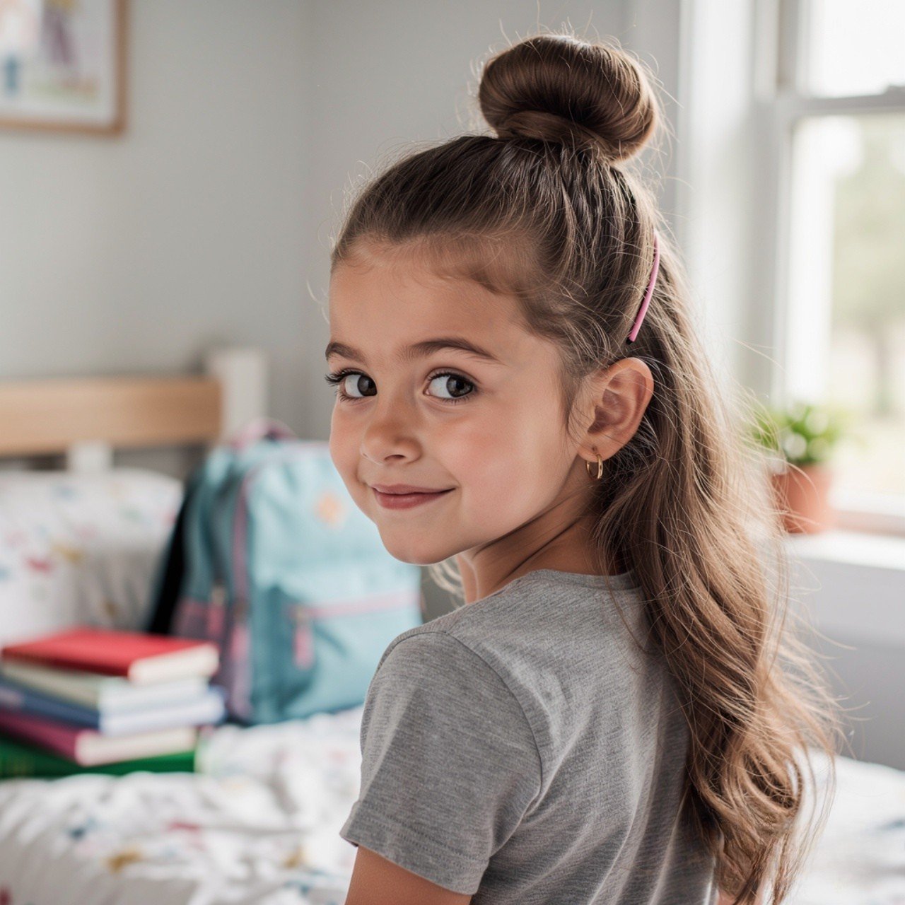 Half Up Bun Cute Easy Hairstyle