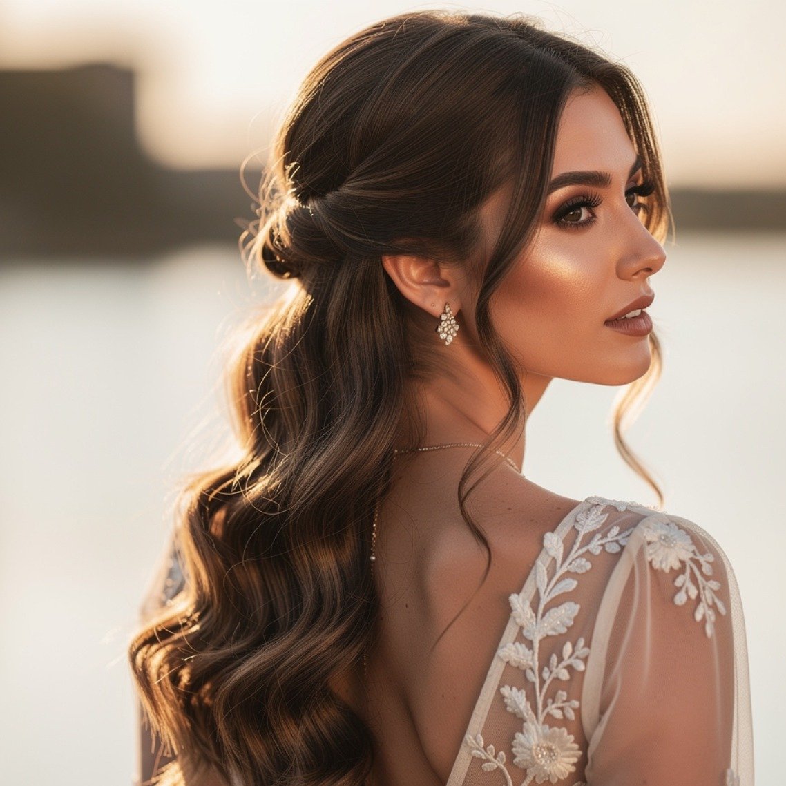 15 Simple Wedding Hairstyles That Look Elegant and Timeless 5 Half Up Half Down Waves