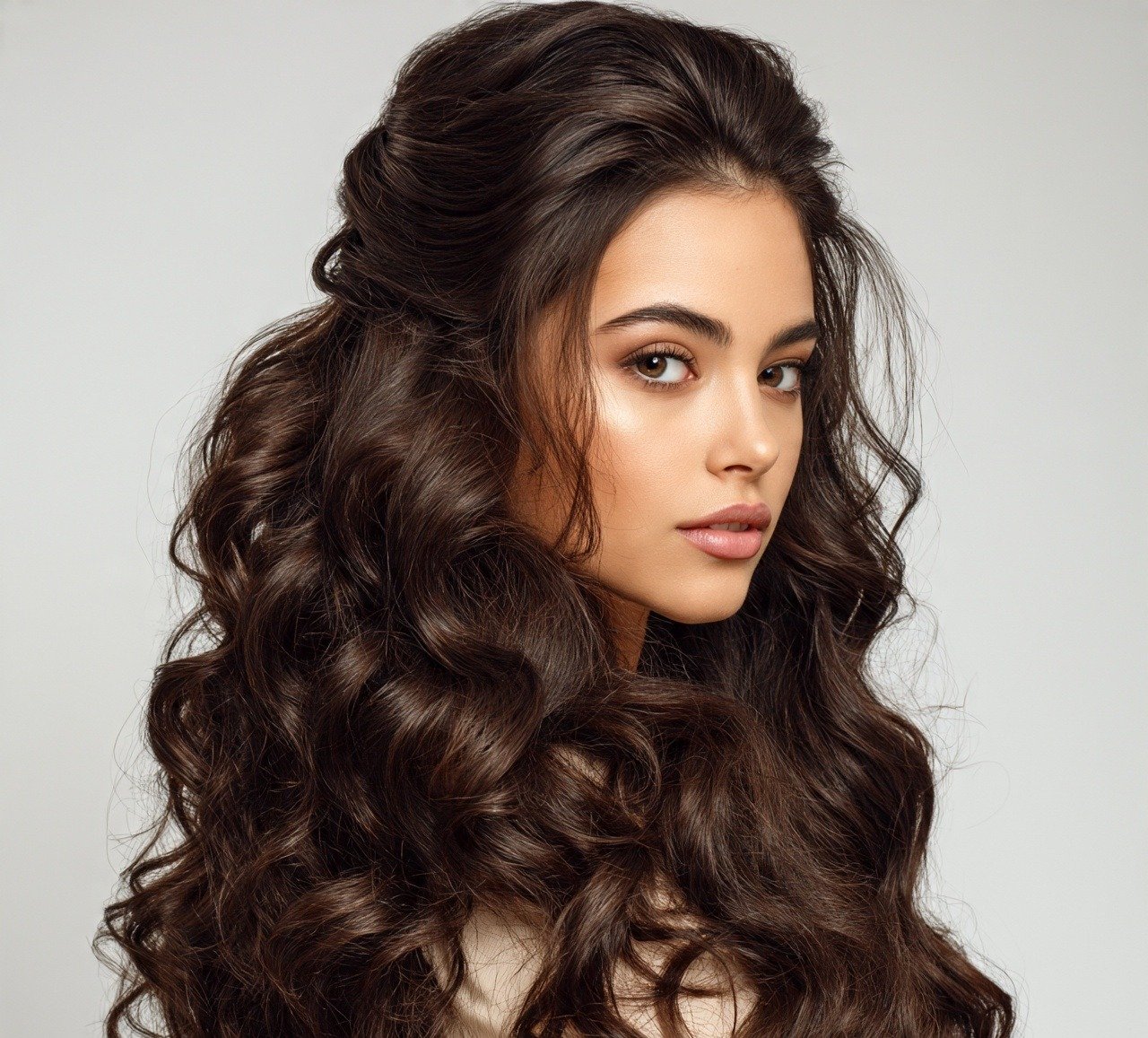 Half Up Half Down with Curls Formal Long Hair