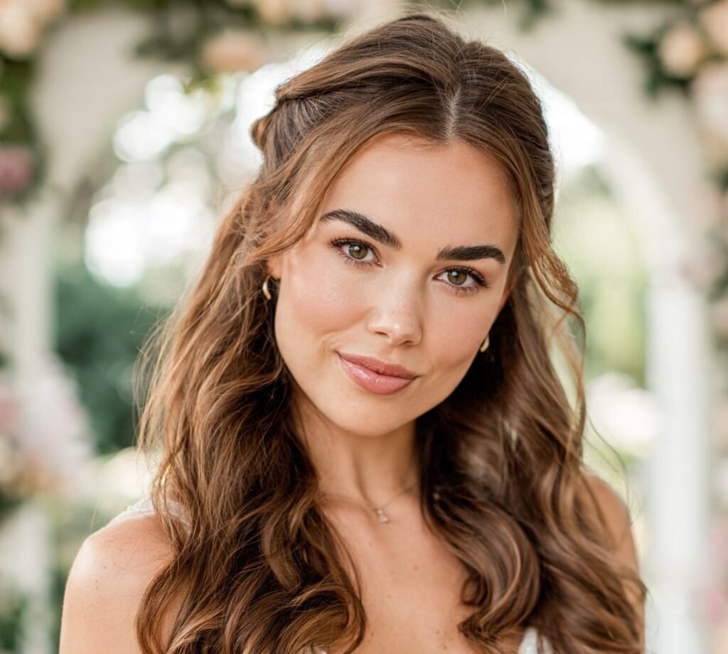 Half Up Half Down with Loose Waves cropped