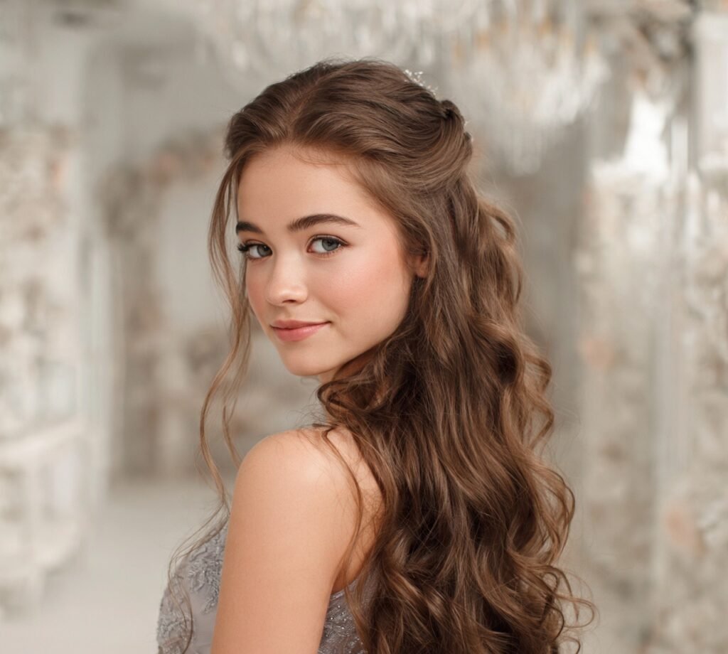 13 Stunning Prom Hairstyles for Long Hair Every Girl Will Love 2 Half Up Half Down with Soft Curls cropped