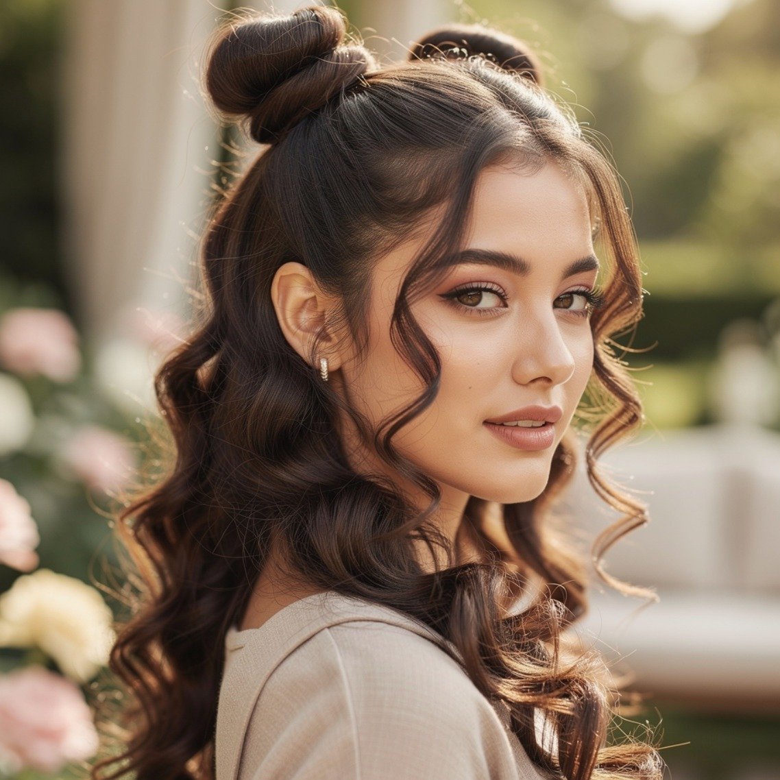 15 Trending Curly Hairstyles Half Up Half Down That Actually Work for Every Curl Type 7 Half Up Space Buns for Curly Hair