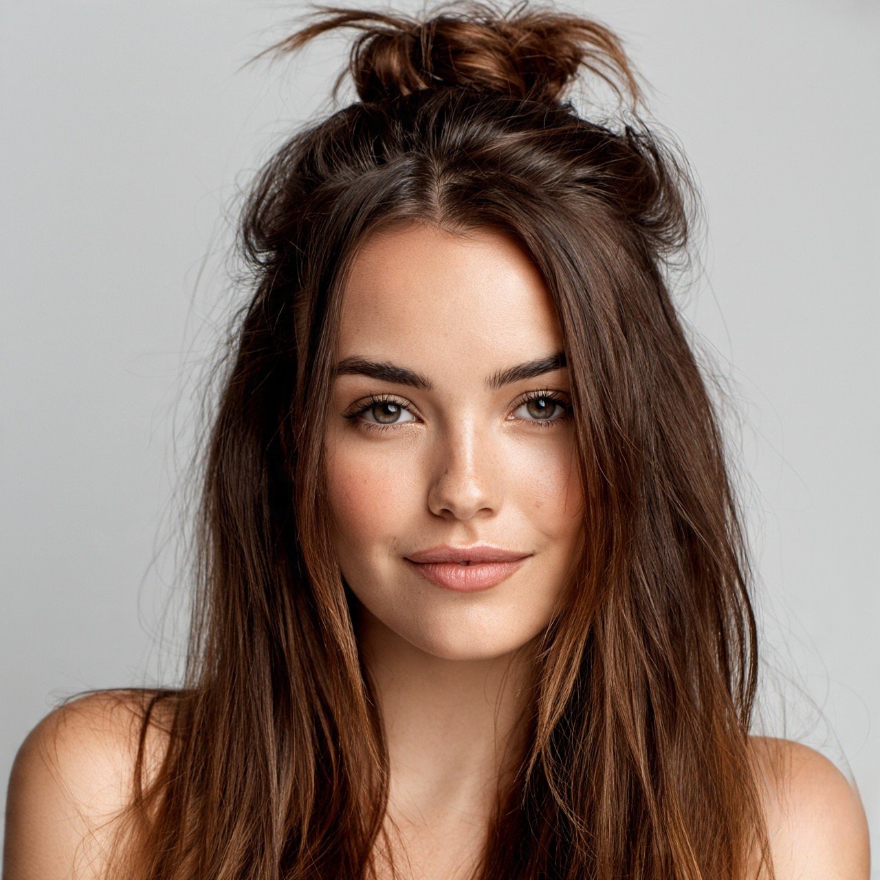 15 Trending Cute Easy Hairstyles for Every Day. 4 Half Up Top Knot Cute Easy Hairstyle