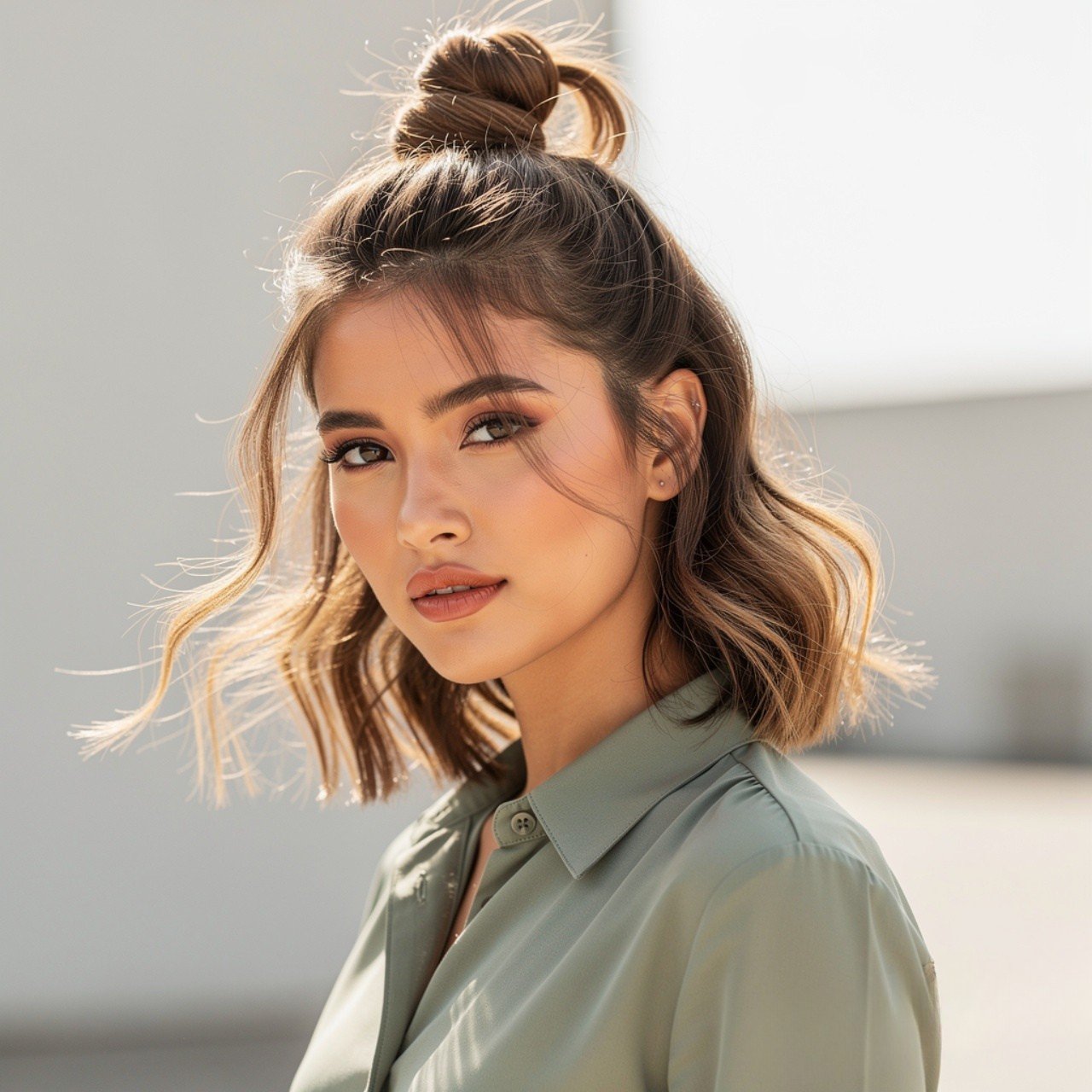 Summer Hairstyles for Medium Hair: 13 Trendy Ideas to Try that You’ll Love 4 Half Up Top Knot Summer Hairstyles for Medium Hair