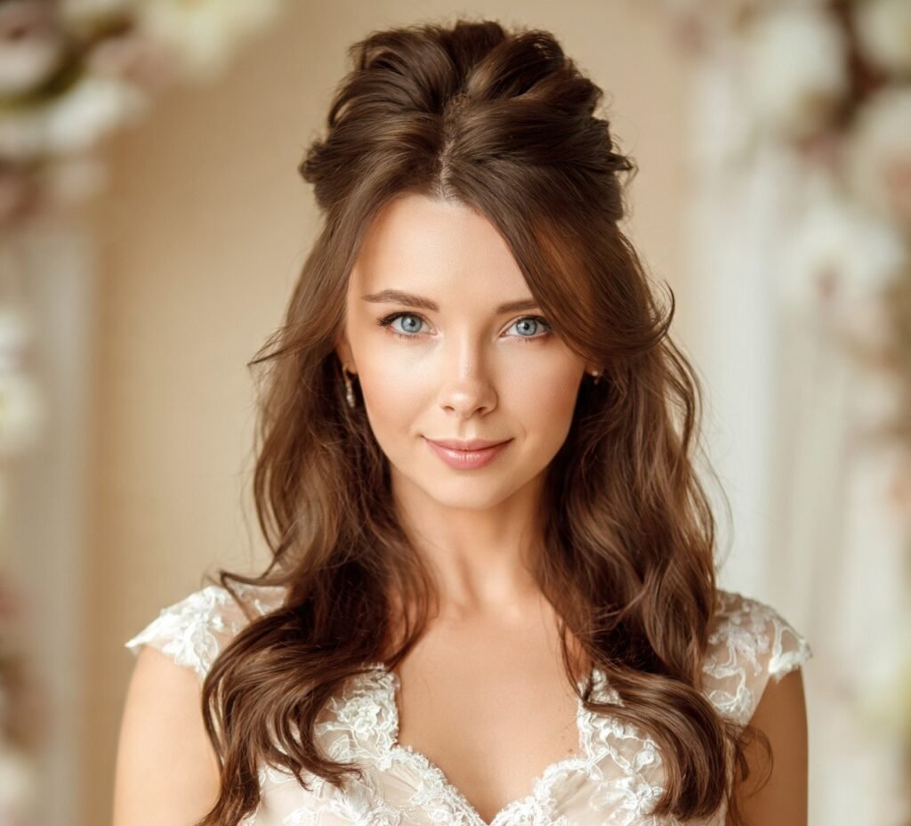 Half Up Top Knot for medium hair cropped