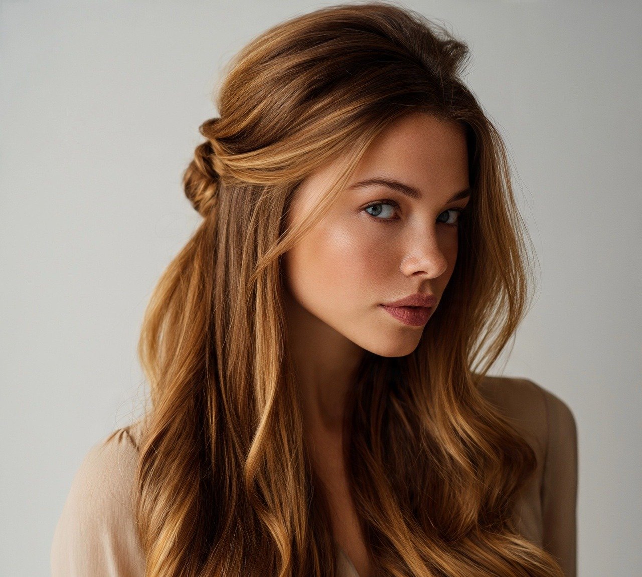 Half Up Twisted Knot For Long Hair