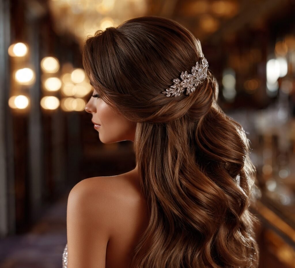 15 Trending Formal Hairstyles for Long Hair You'll Want to Try 15 Half Up with Statement Hair Accessory