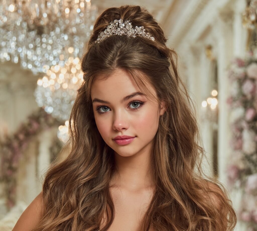 13 Stunning Prom Hairstyles for Long Hair Every Girl Will Love 12 Half Up with Statement Hair Accessory cropped