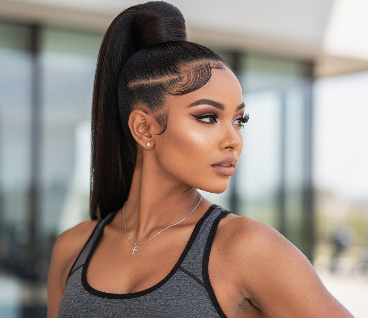 High bun quick weave hairstyles ponytail for active lifestyle 1