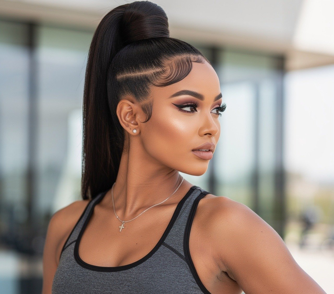 High bun quick weave hairstyles ponytail for active lifestyle