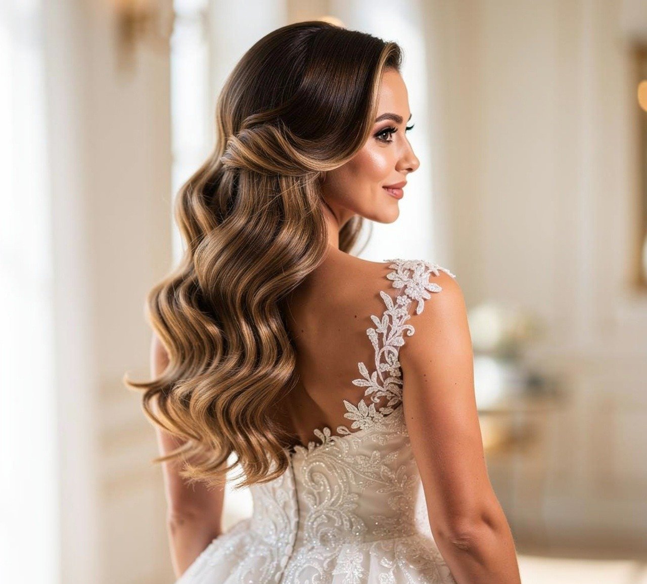 Hollywood Waves Wedding Hairstyles for Long Hair