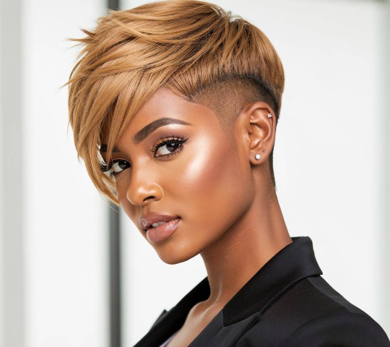 Honey Blonde Pixie Cute Quick Weave Hairstyles for Warm Skin
