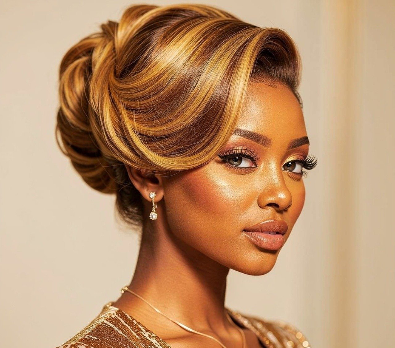 Honey blond quick weave hairstyles ponytail for warm skin